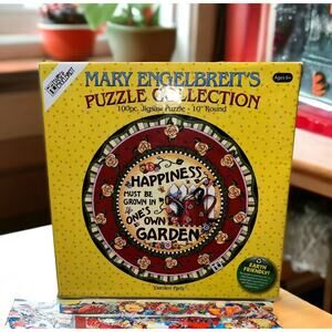 Mary Engelbreit Puzzle Collection 100 Piece 10" Round New Sealed "Garden Party"